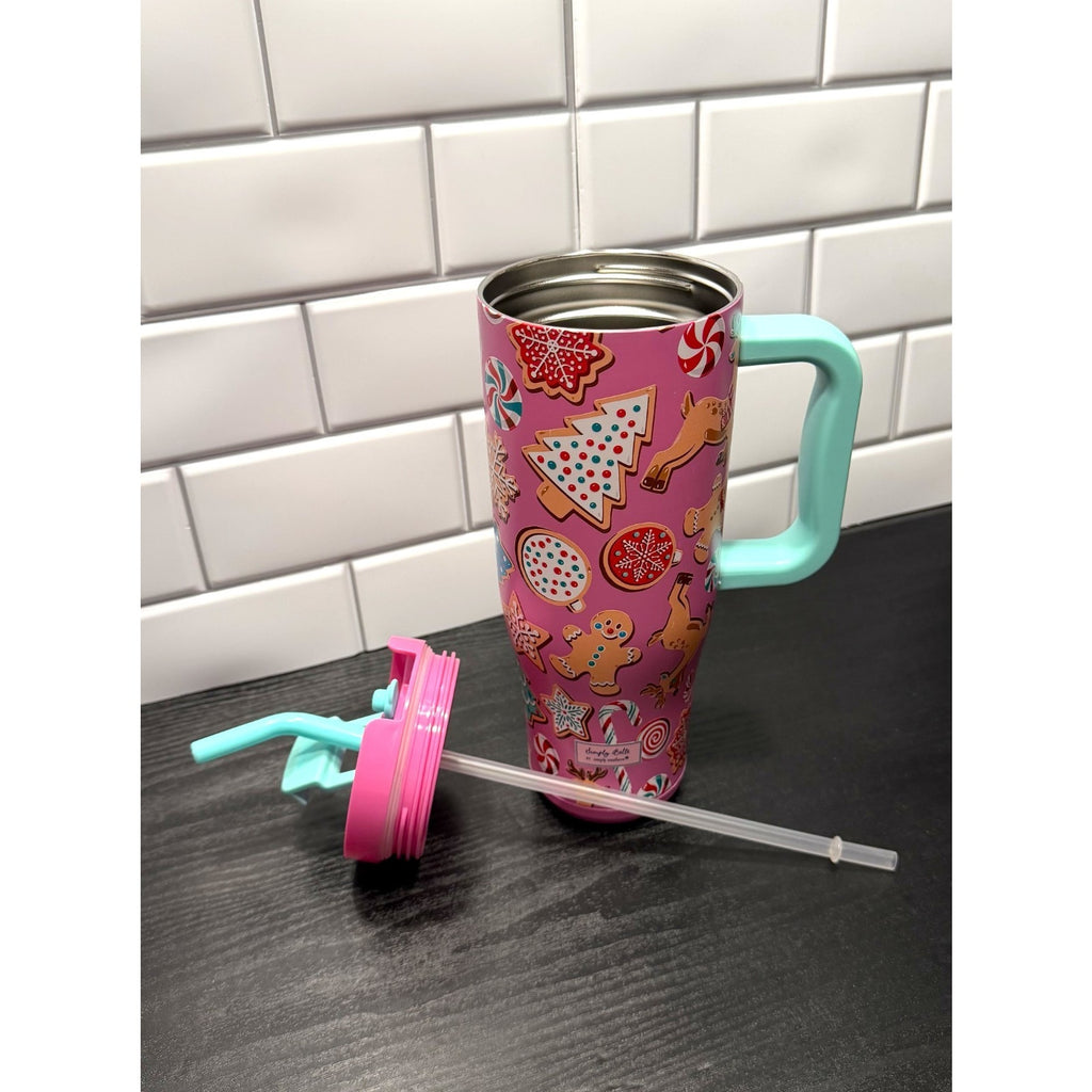 NWT Simply Southern 40oz Tumbler - Holiday Sweets Pink Gingerbread Mug