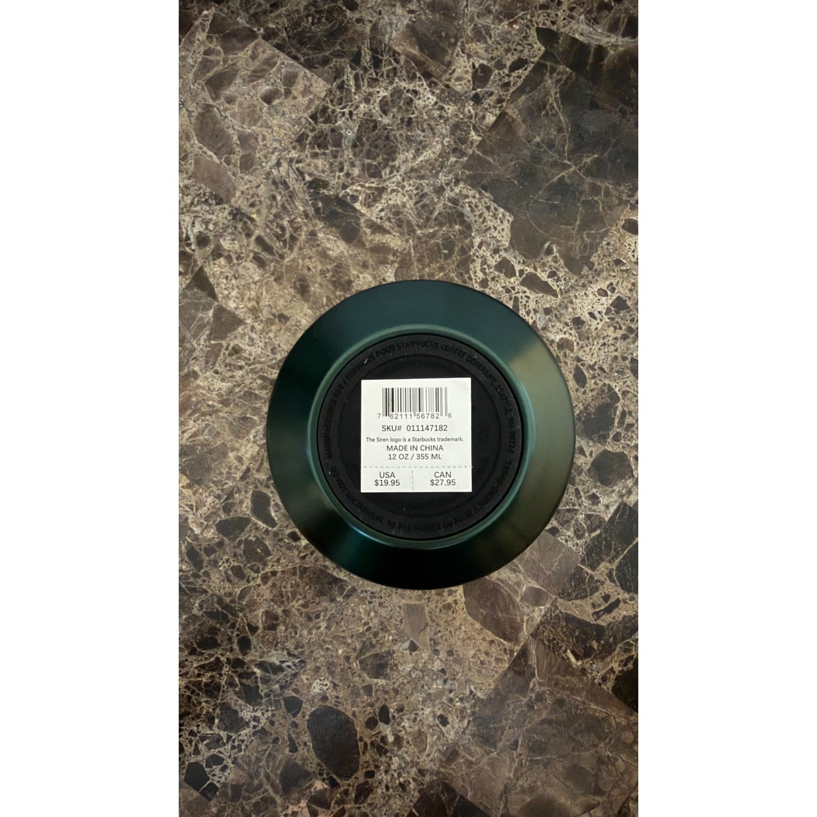 Starbucks Green Stainless Steel Vacuum Insulated Latte Mug 12 oz NWT