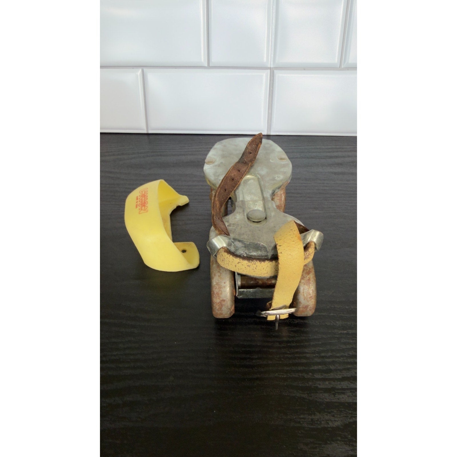 Vintage Union Hardware Adjustable Metal Roller Skates — Yellow Accents