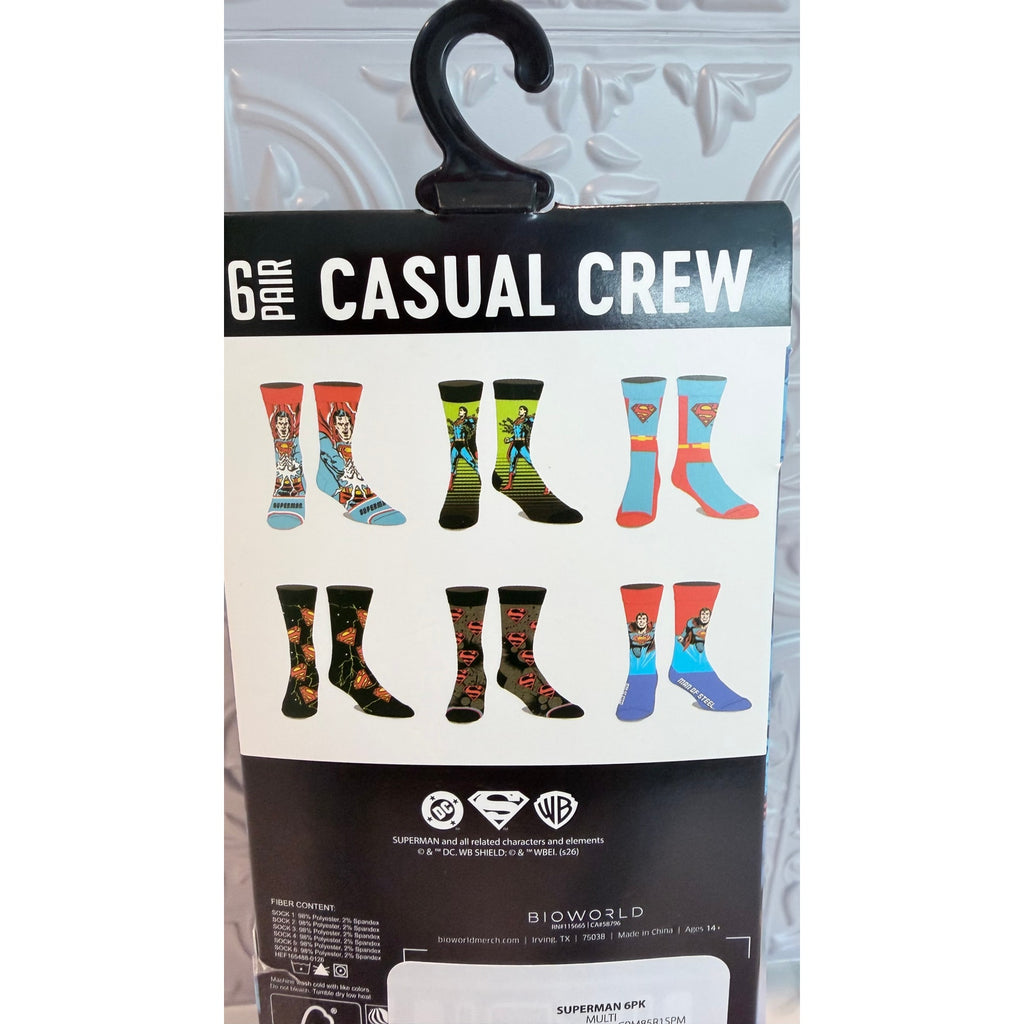 NEW Superman Casual Crew Socks - 6 Pair Pack