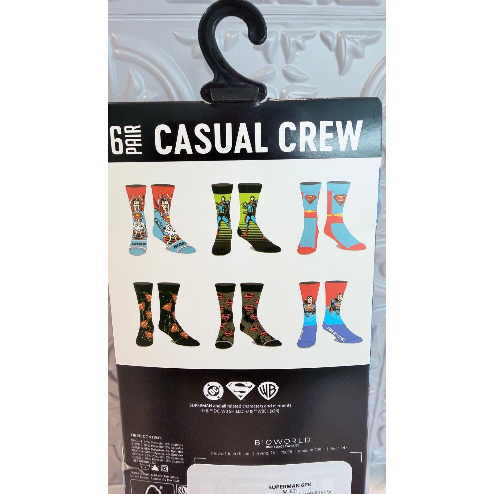 NEW Superman Casual Crew Socks - 6 Pair Pack