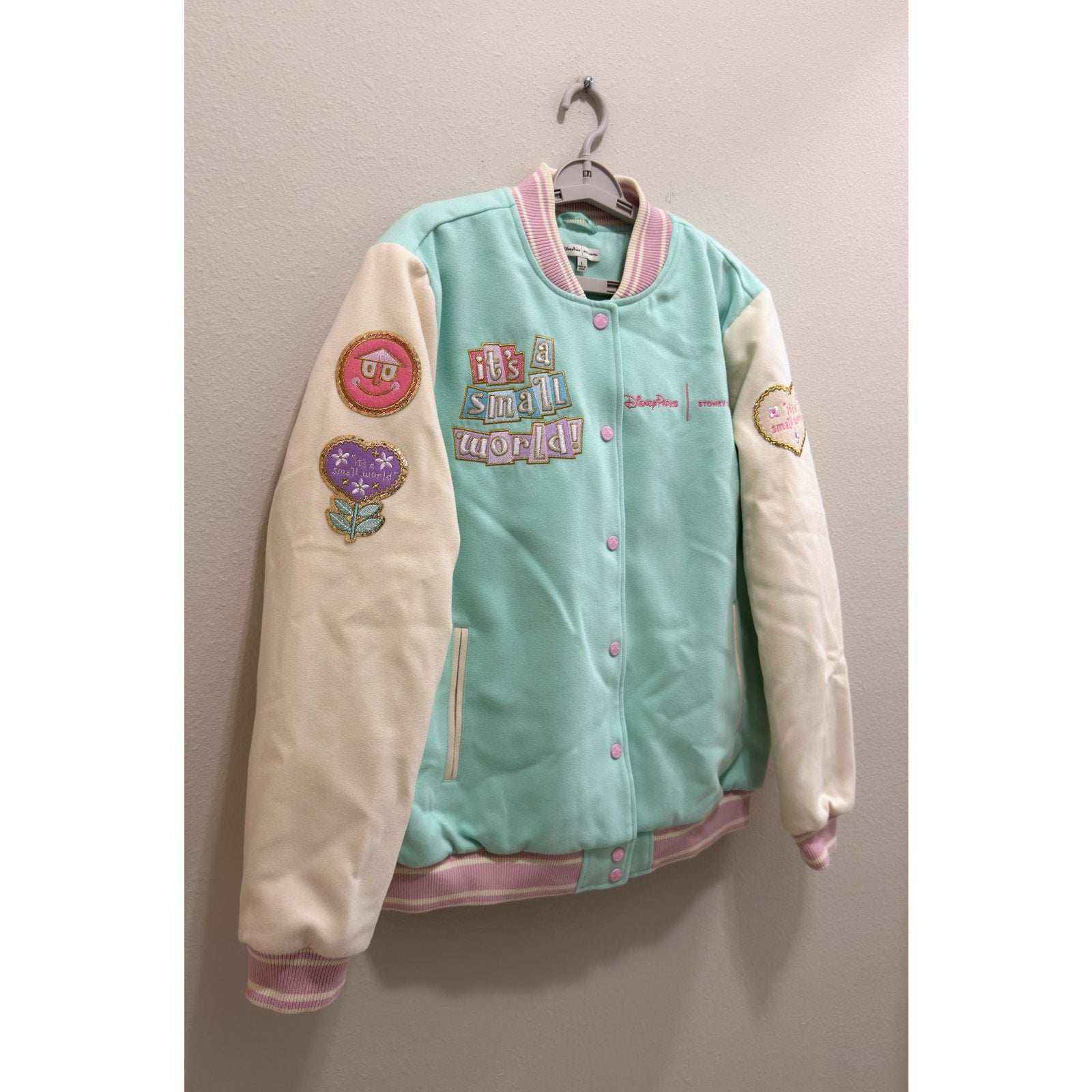 Disney Parks x Stoney Clover Lane "It’s A Small World" Varsity Jacket Large NWT