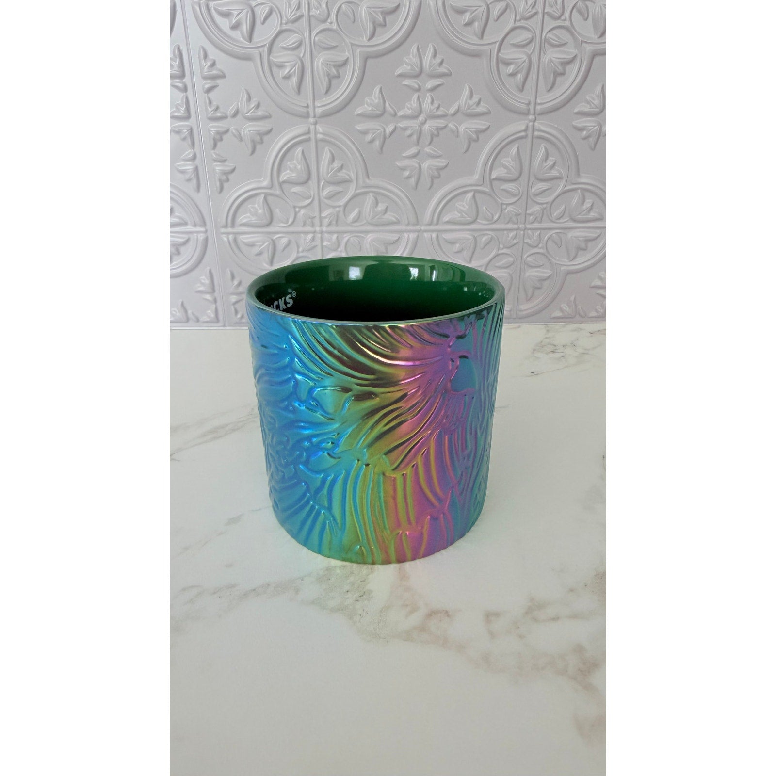 Starbucks 2024 Anniversary Siren Mermaid Tail Iridescent Green Ceramic Mug 14oz
