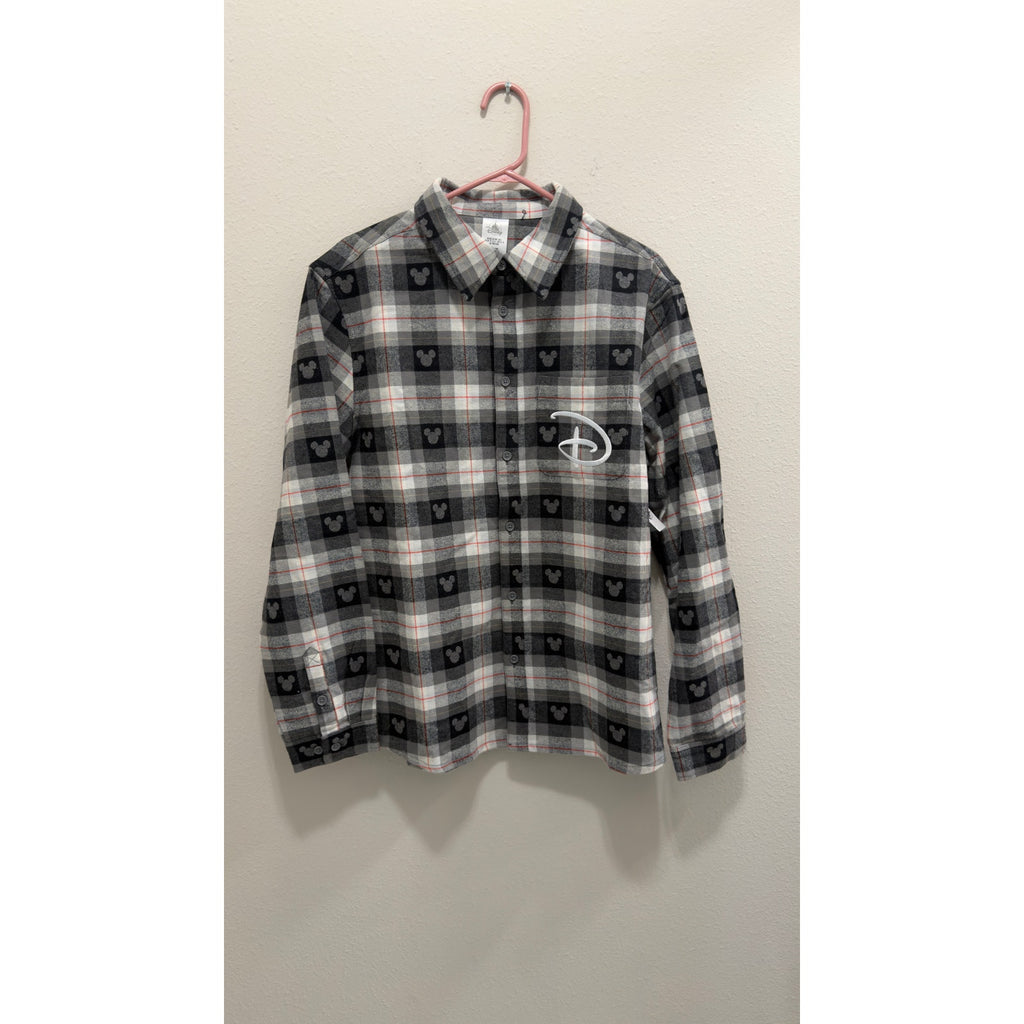 Disney Parks Walt Disney World Mickey Plaid Flannel Shirt Adult Large NWT