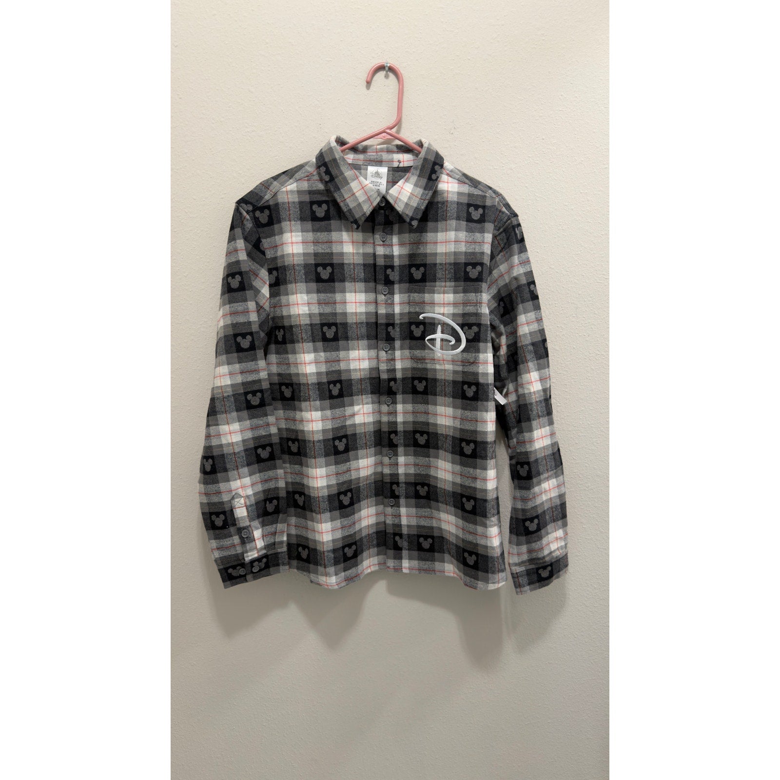 Disney Parks Walt Disney World Mickey Plaid Flannel Shirt Adult Large NWT