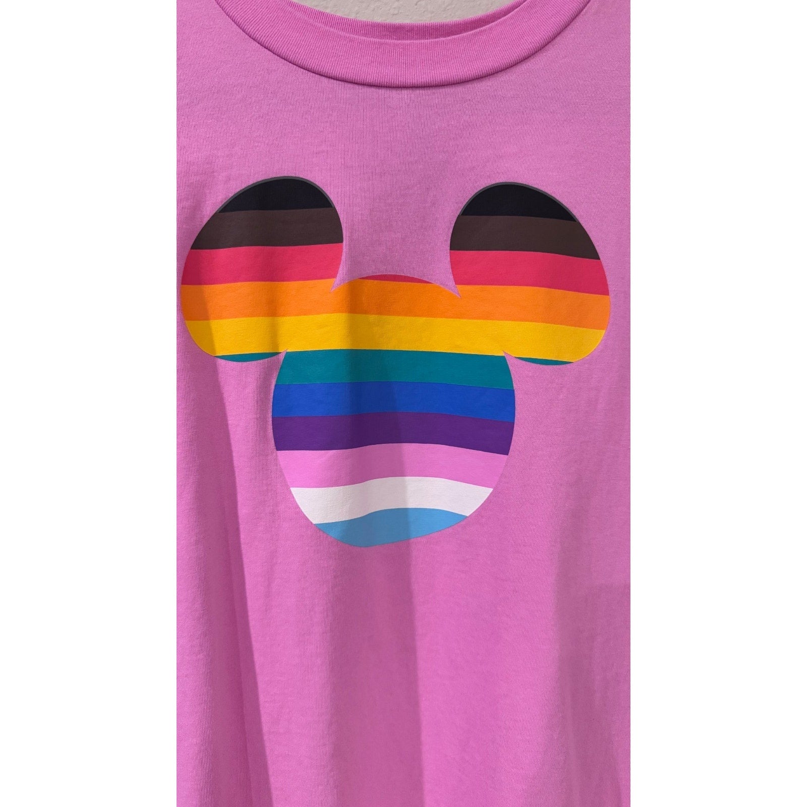 Disney Pride Mickey Mouse Icon T-Shirt XL Pink Intersectional Flag Tee NWT