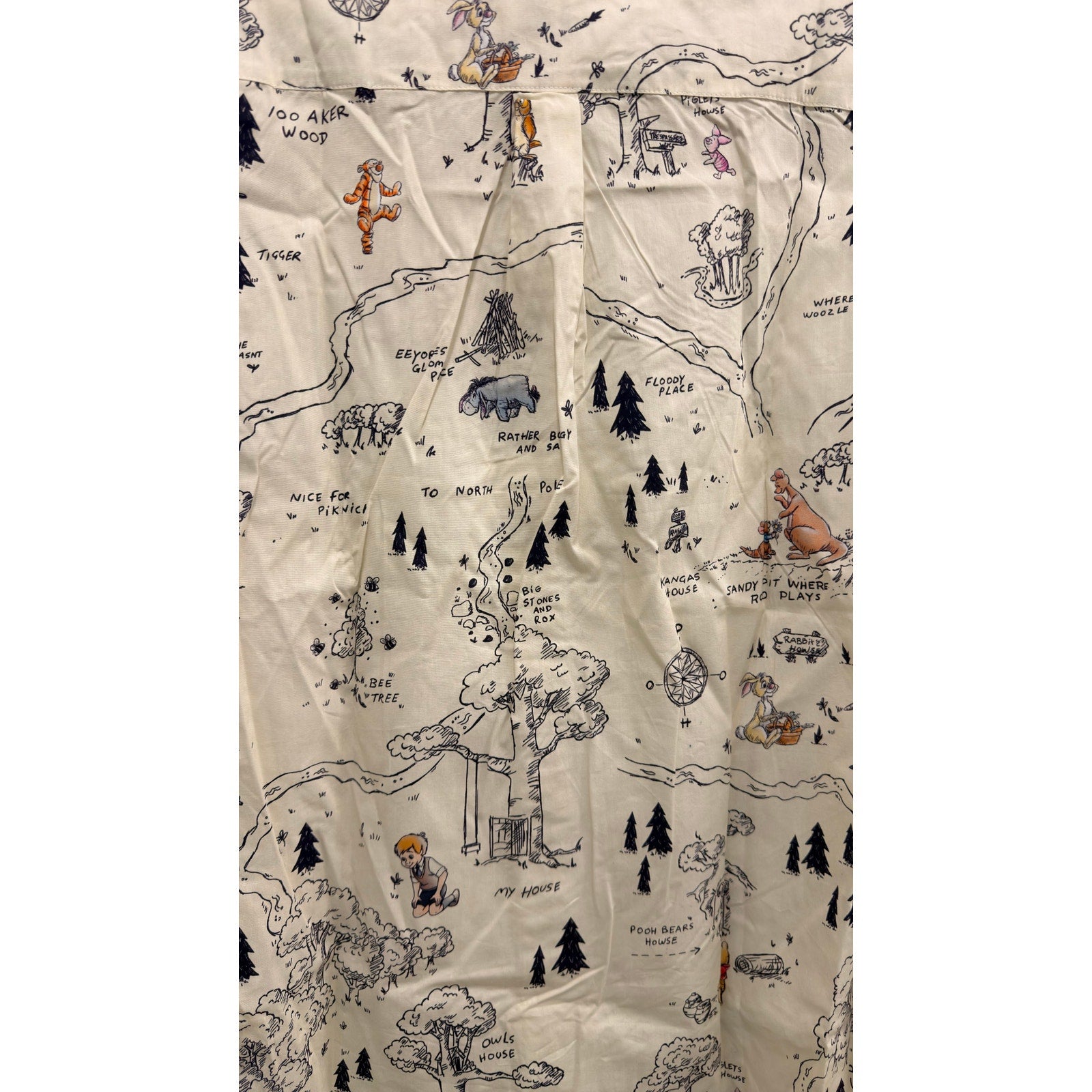 Disney Parks Winnie the Pooh Hundred Acre Wood Map Adult Camp Shirt Medium NWT