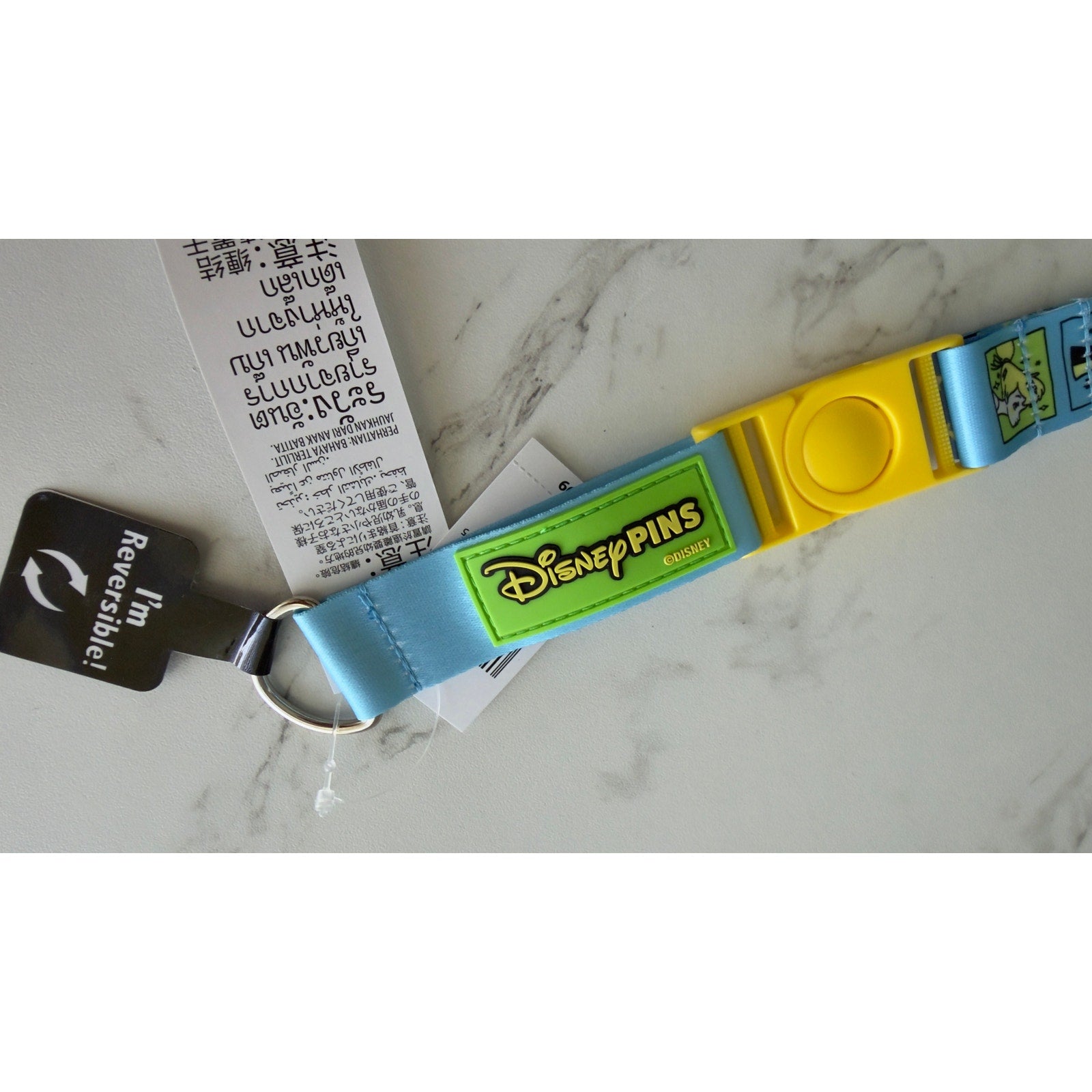 Disney Parks Tinker Bell Peter Pan Blue Reversible Pin Trading Lanyard NWT