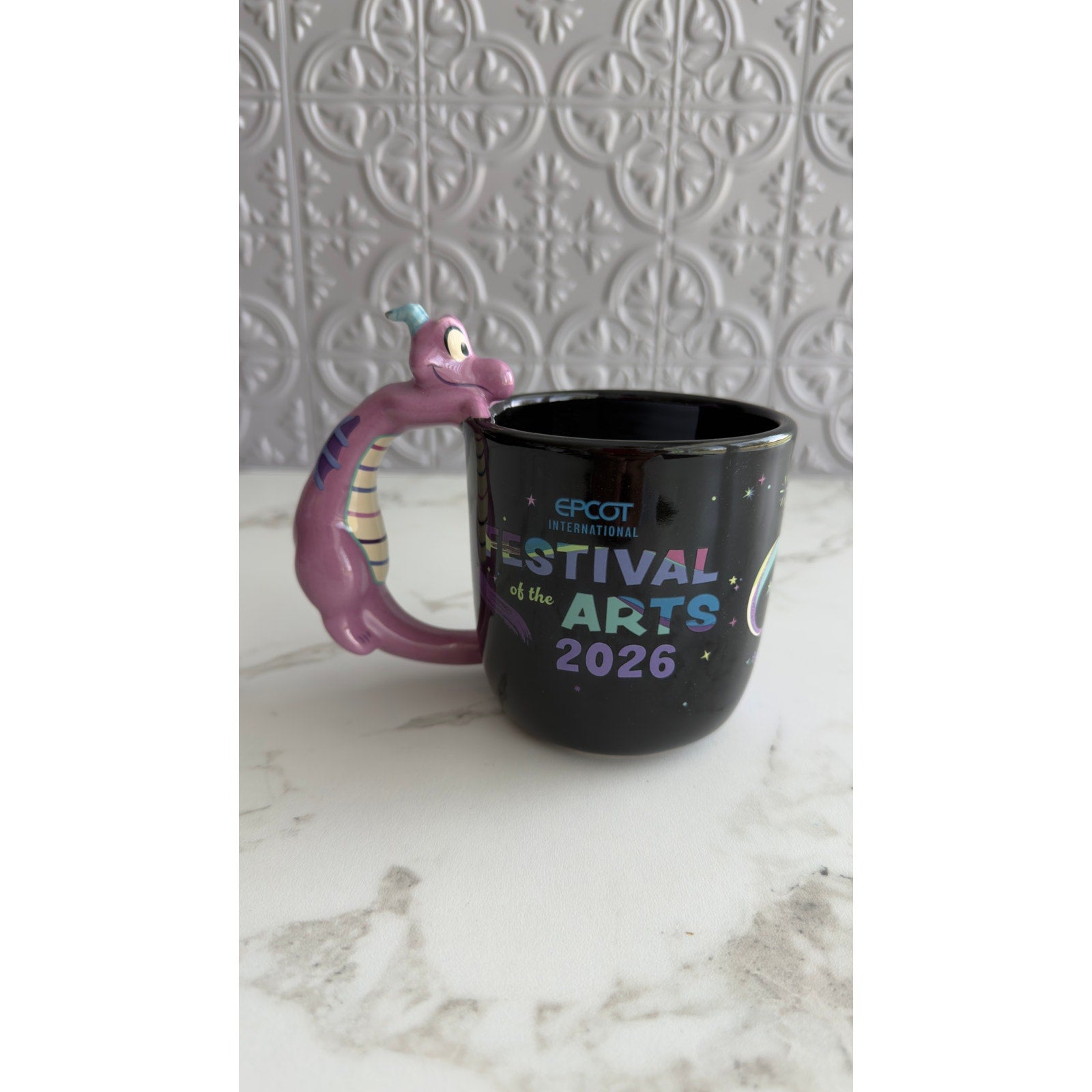 Disney Epcot Festival of the Arts 2026 Figment Sculpted Handle Ceramic Mug NEW