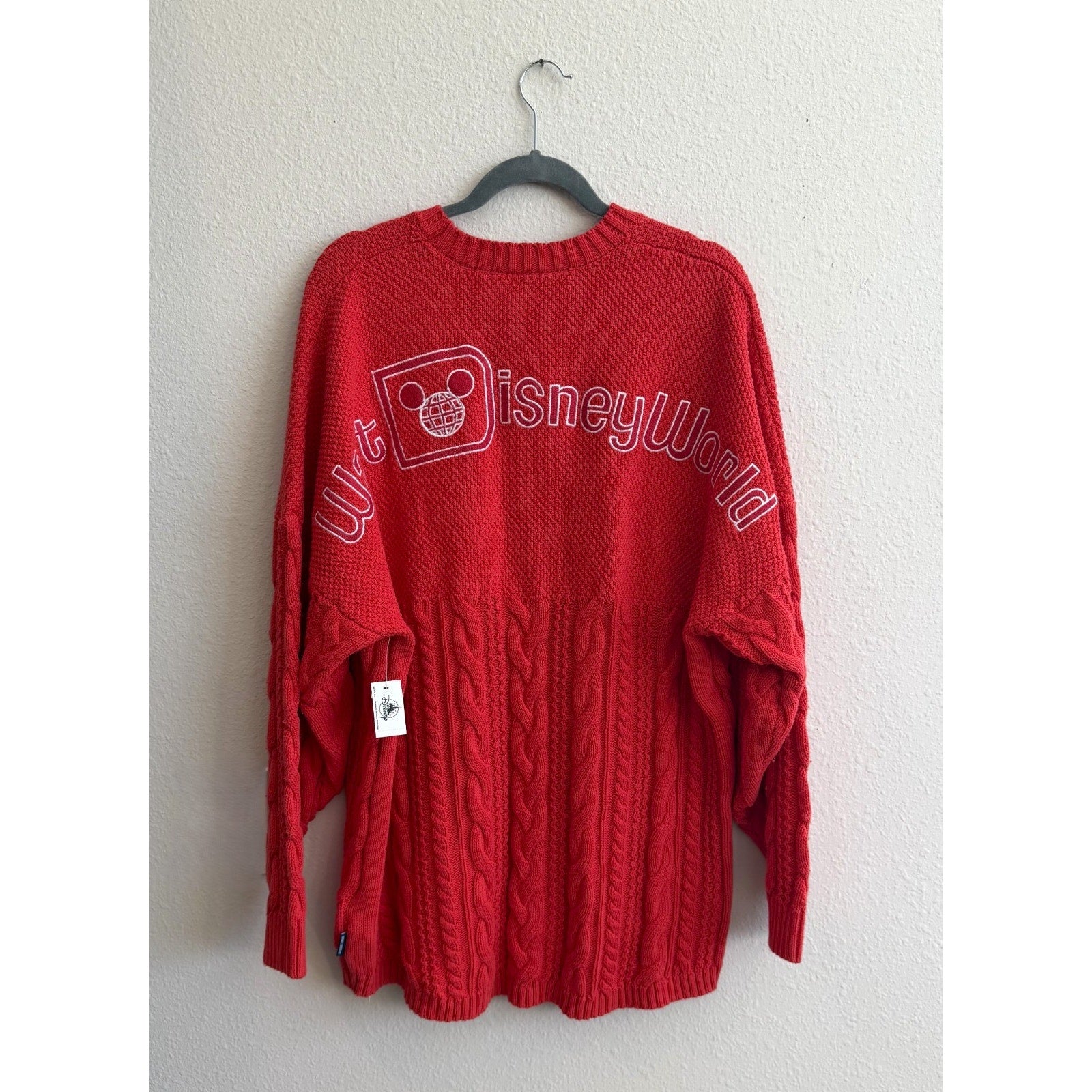 Disney Parks x Spirit Jersey Walt Disney World Red Cable Knit Sweater Size Large