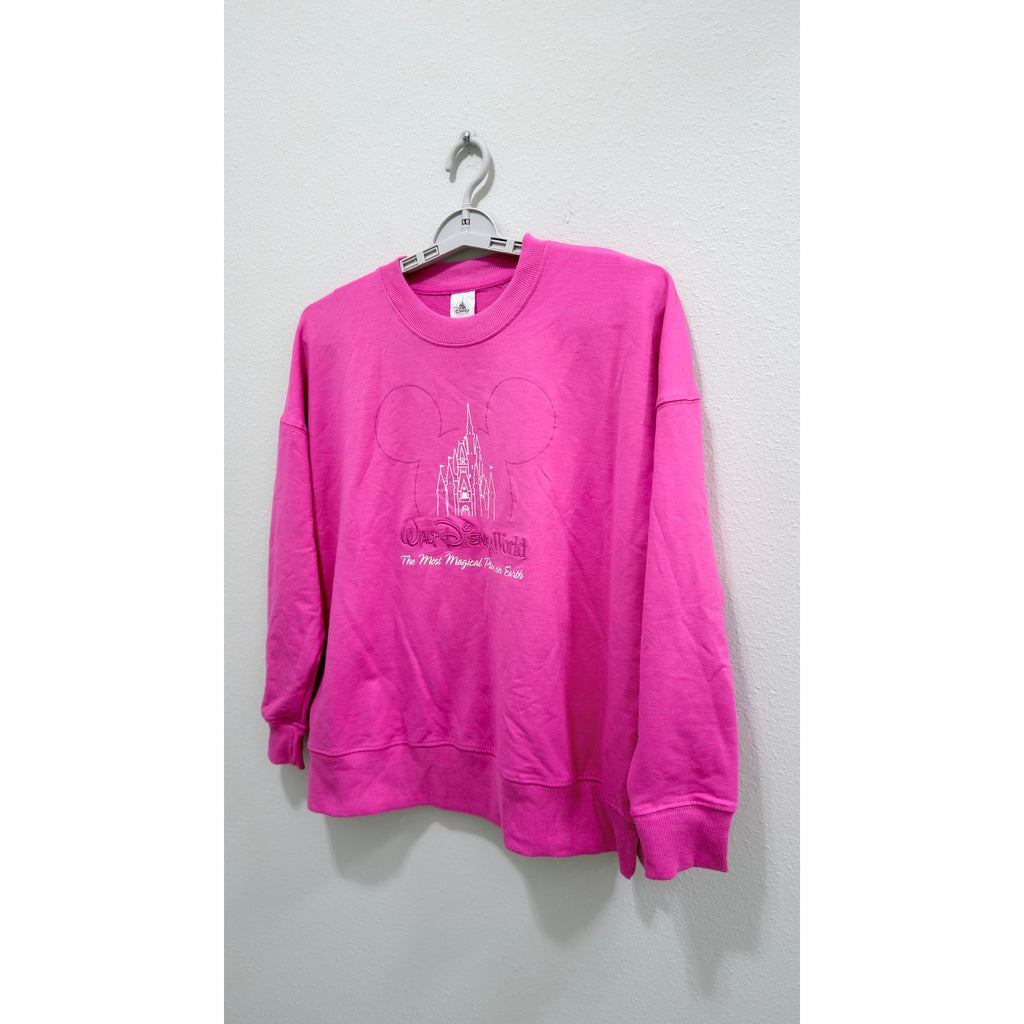Walt Disney World The Most Magical Place on Earth Hot Pink Sweatshirt Large NWT