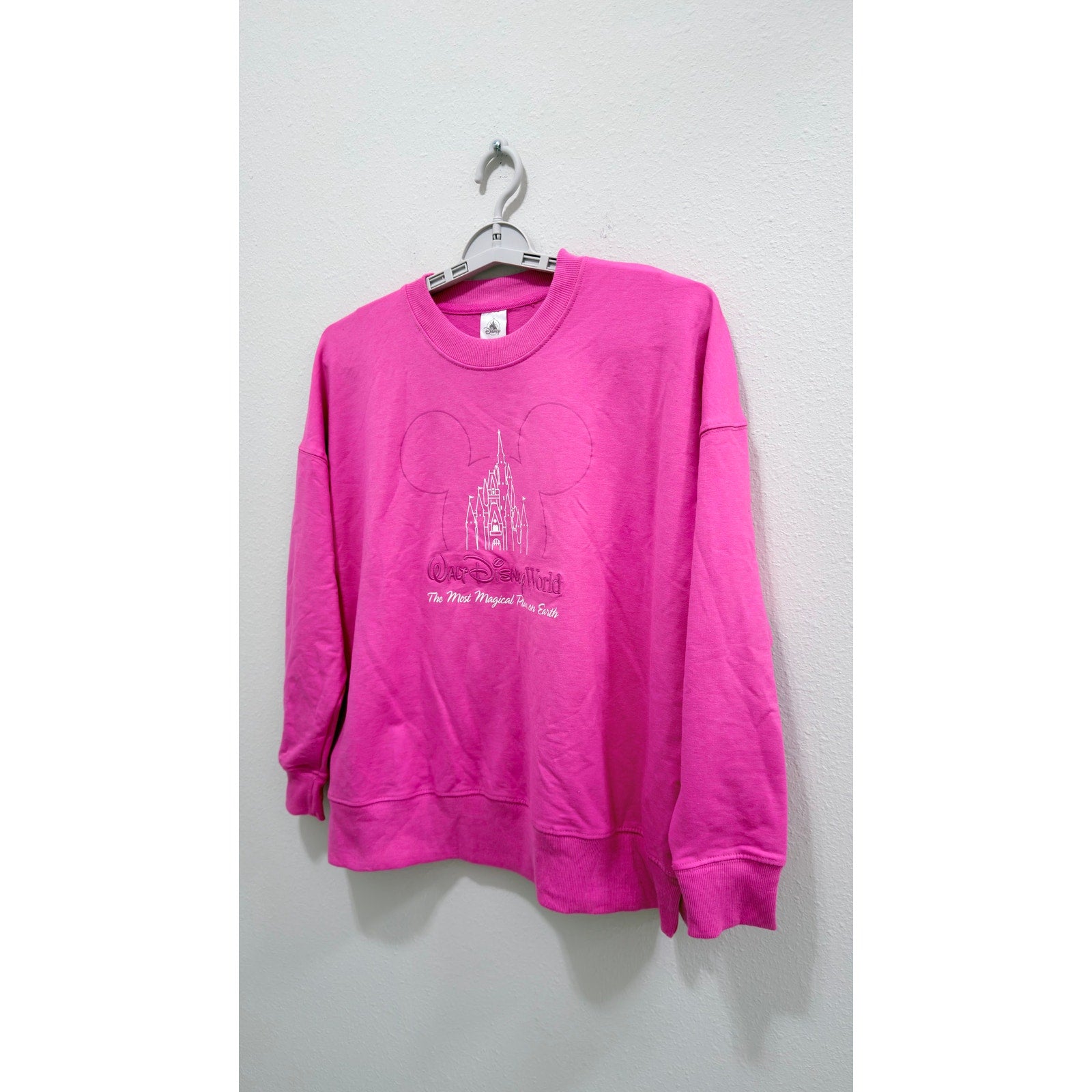 Walt Disney World The Most Magical Place on Earth Hot Pink Sweatshirt Large NWT