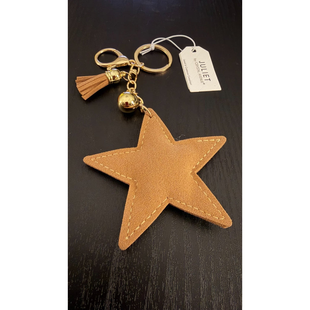 NEW Juliet Suede Star Keychain with Gold Hardware and Tassel