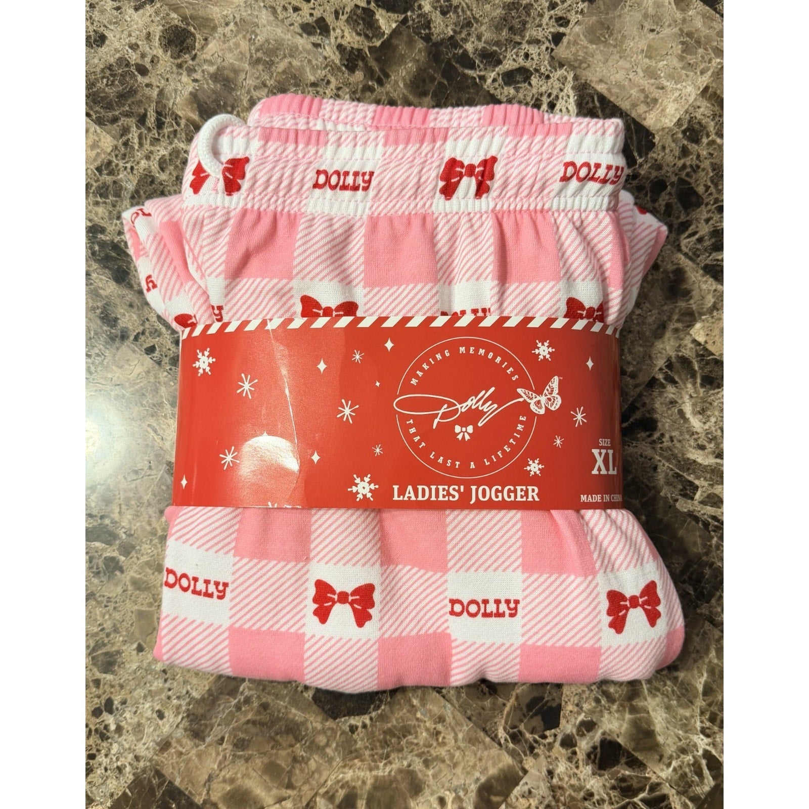 NEW Dolly Parton "Bows & Checks" Jogger Pajama Pants – Adult XL