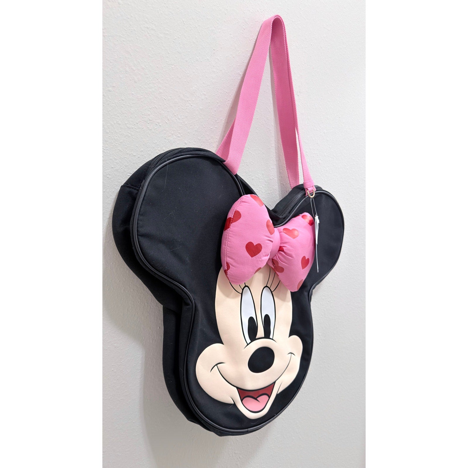 Disney Parks Minnie Mouse Big Face Canvas Tote Bag Polka Dot Bow NWT