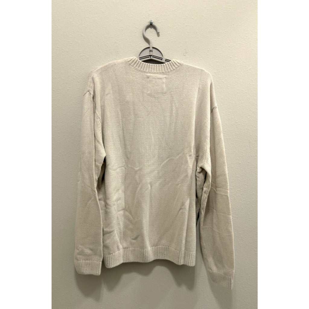 Hollister American Flag Graphic Knit Sweater Cream Beige Men's Large NWT