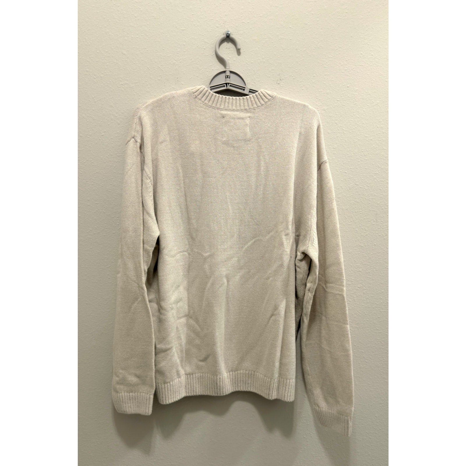 Hollister American Flag Graphic Knit Sweater Cream Beige Men's Large NWT