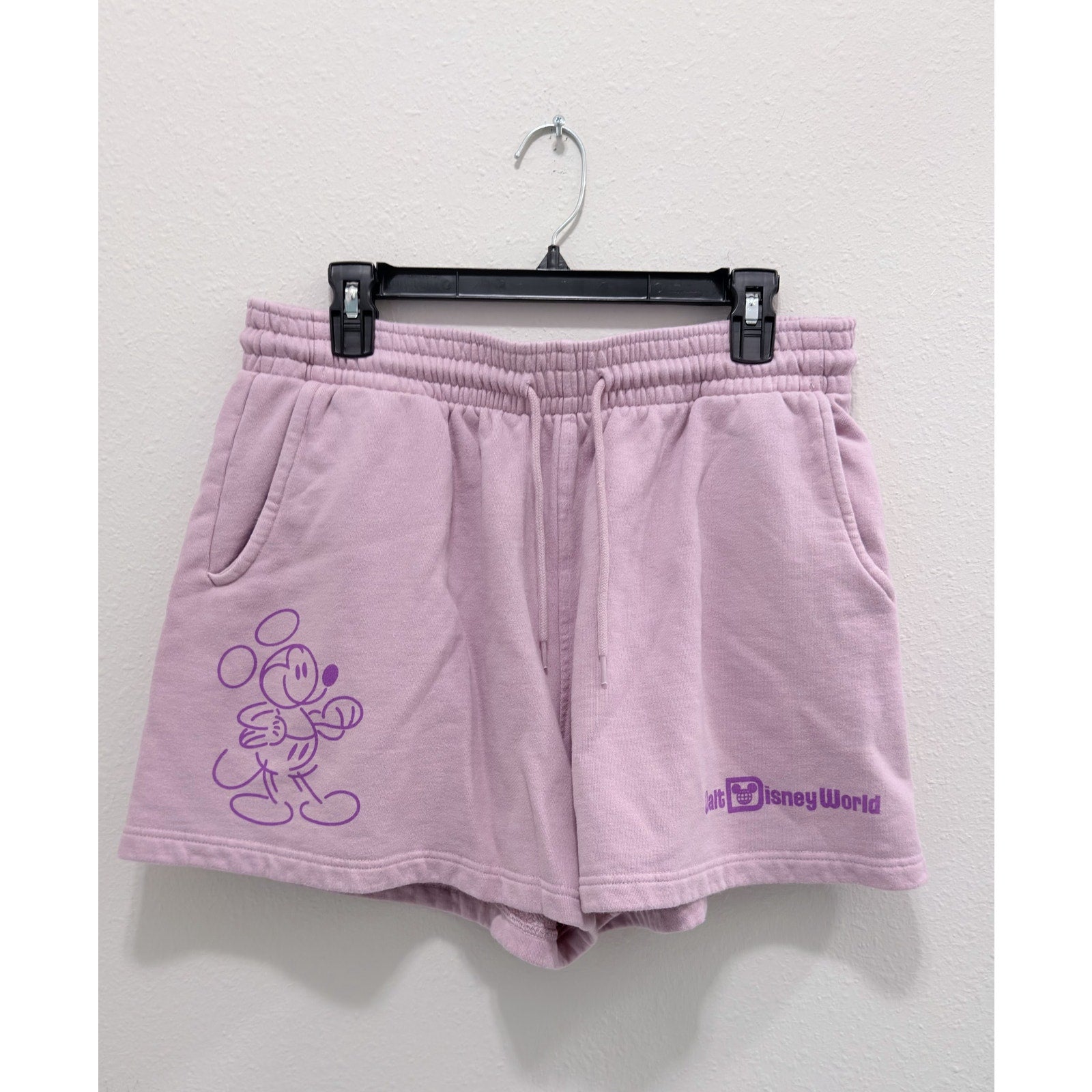 Disney Parks Mickey Mouse Womens Large Purple Sweat Shorts Fleece Lounge NWT