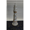 Large 20" White Wooden Lighthouse - Coastal Nautical Home Decor