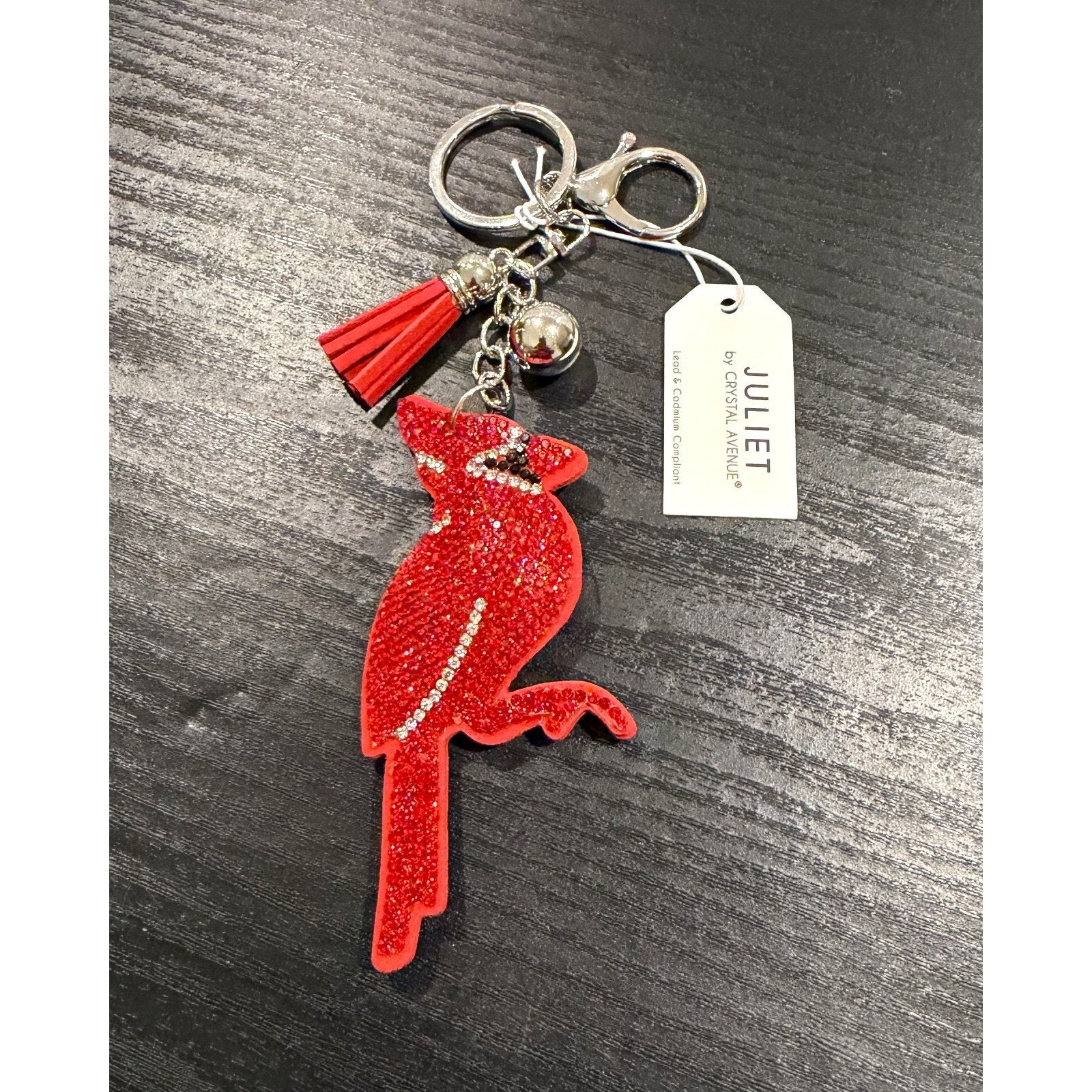 NEW Bling Red Cardinal Rhinestone Keychain & Bag Charm