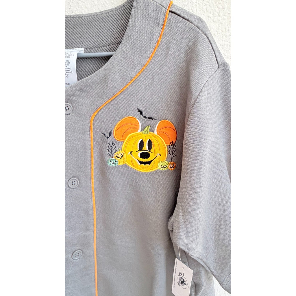 Disney Parks Halloween Mickey Pumpkin Baseball Jersey/Shirt - Large NWT