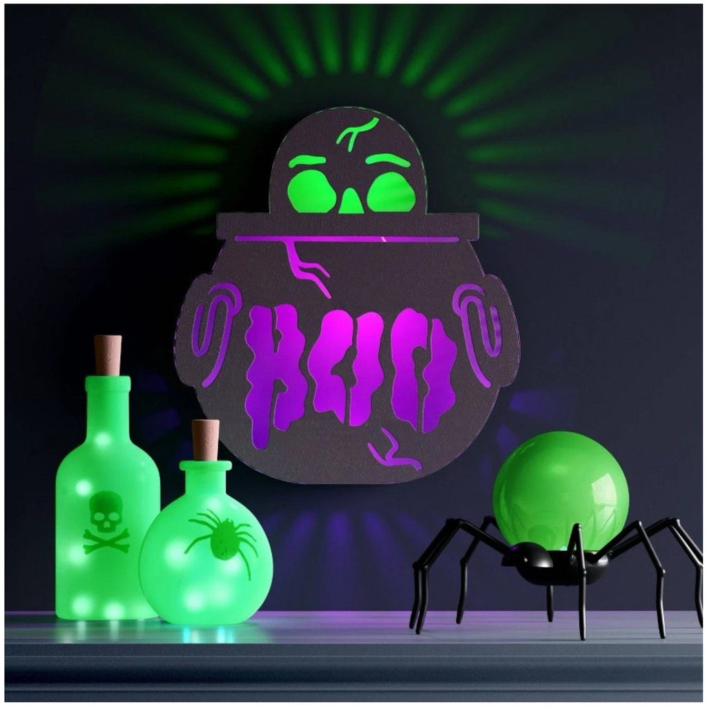 Hyde & EEK 12" Cauldron BOO Backlit Sign-Purple & Green LED Halloween Decor NWOT