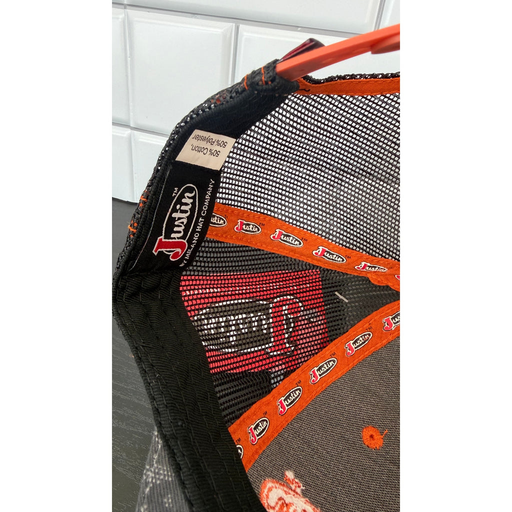 Justin Boots Camo Orange Logo Trucker Hat – NWT