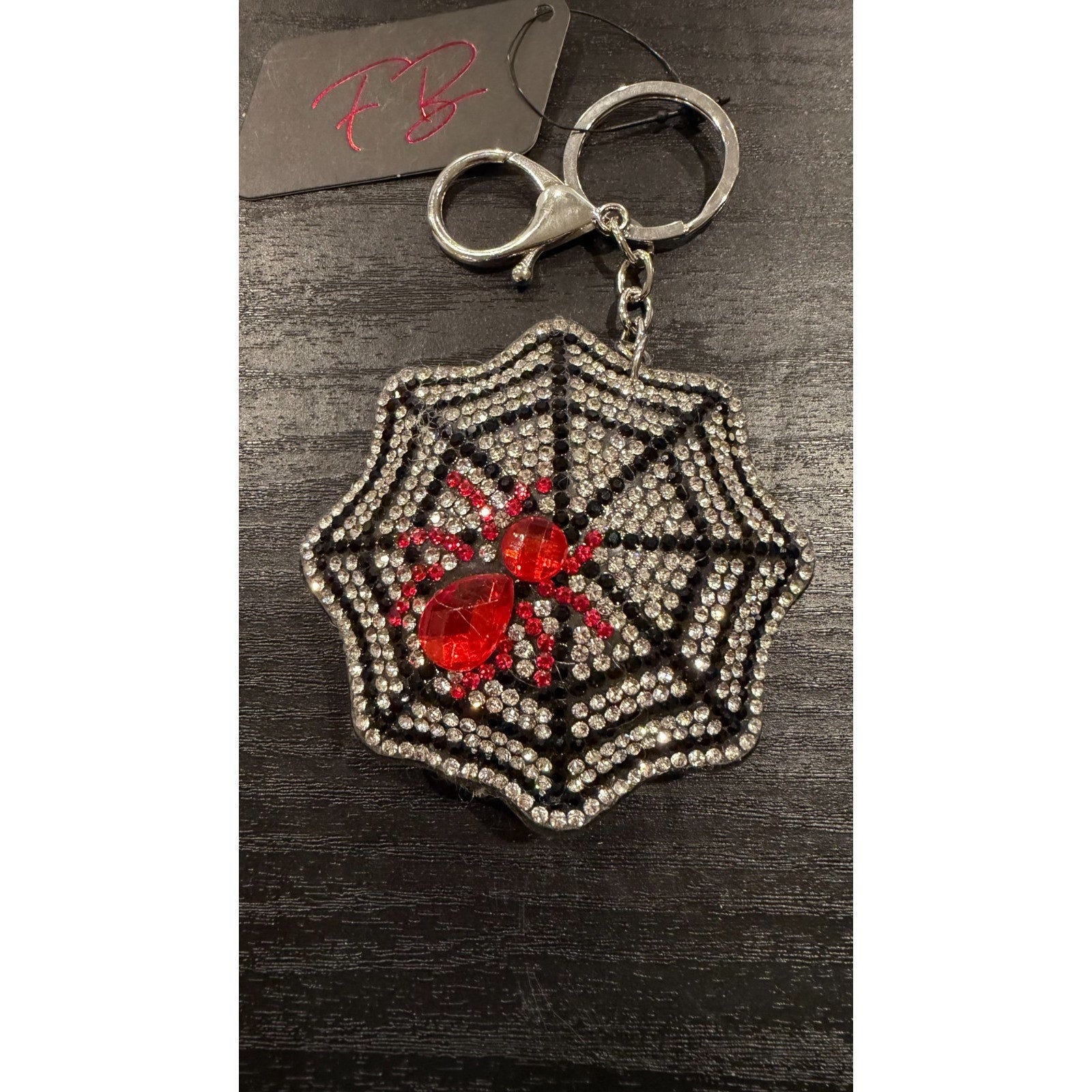 Bling Rhinestone Spider Web Keychain / Bag Charm (NWT)