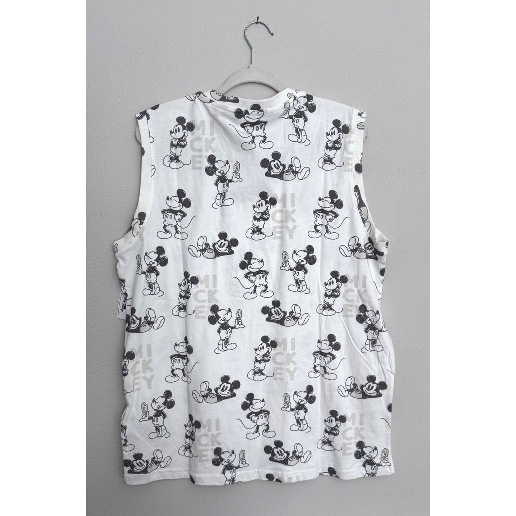 Disney Parks Mickey Mouse Men's Sleeveless Shirt Top White Gray Large