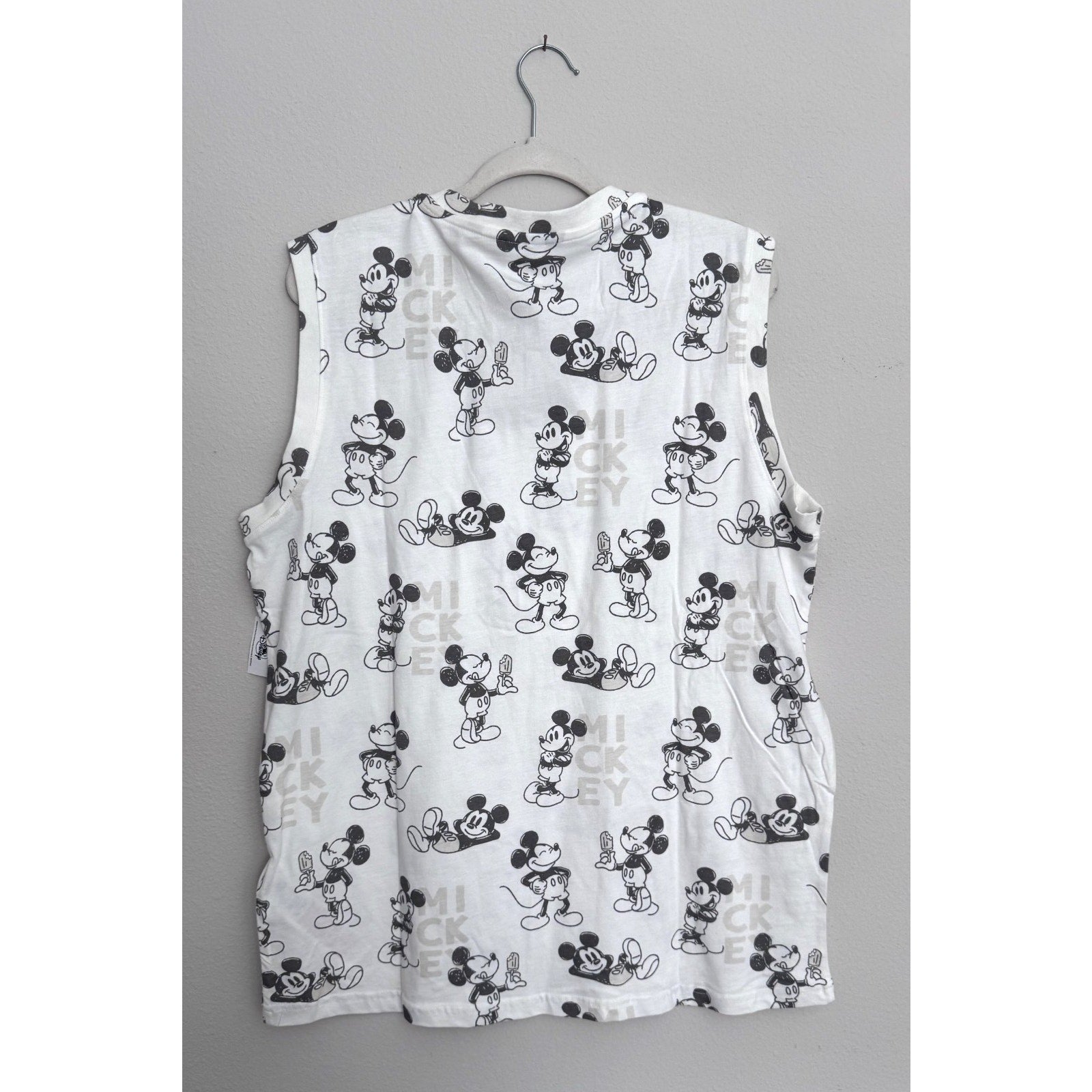 Disney Parks Mickey Mouse Men's Sleeveless Shirt Top White Gray Large