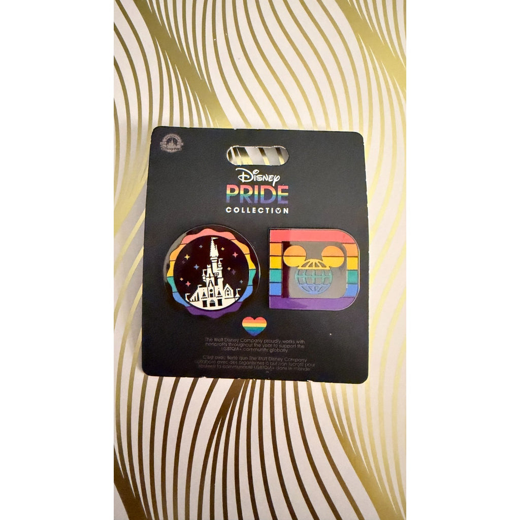 Disney Parks 2024 Pride Collection WDW Castle & Logo Pin Set