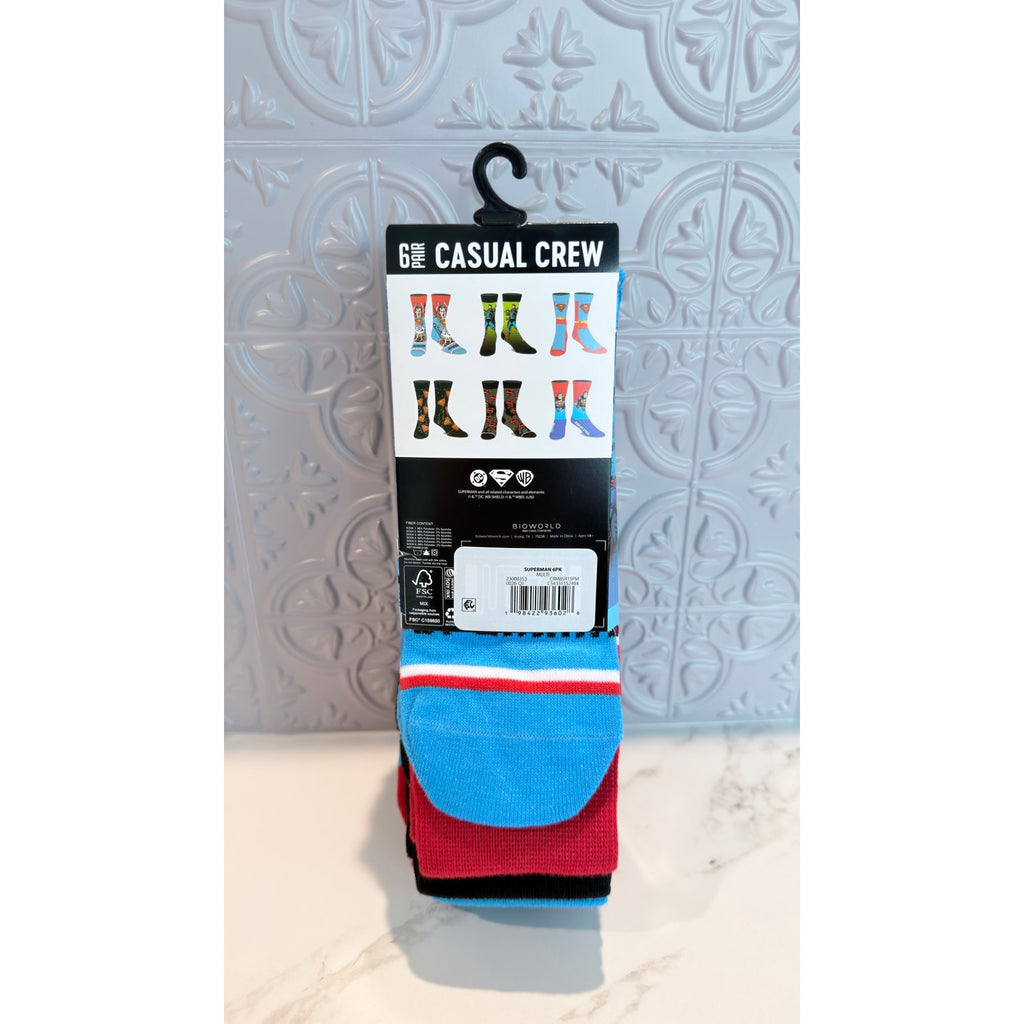 NEW Superman Casual Crew Socks - 6 Pair Pack