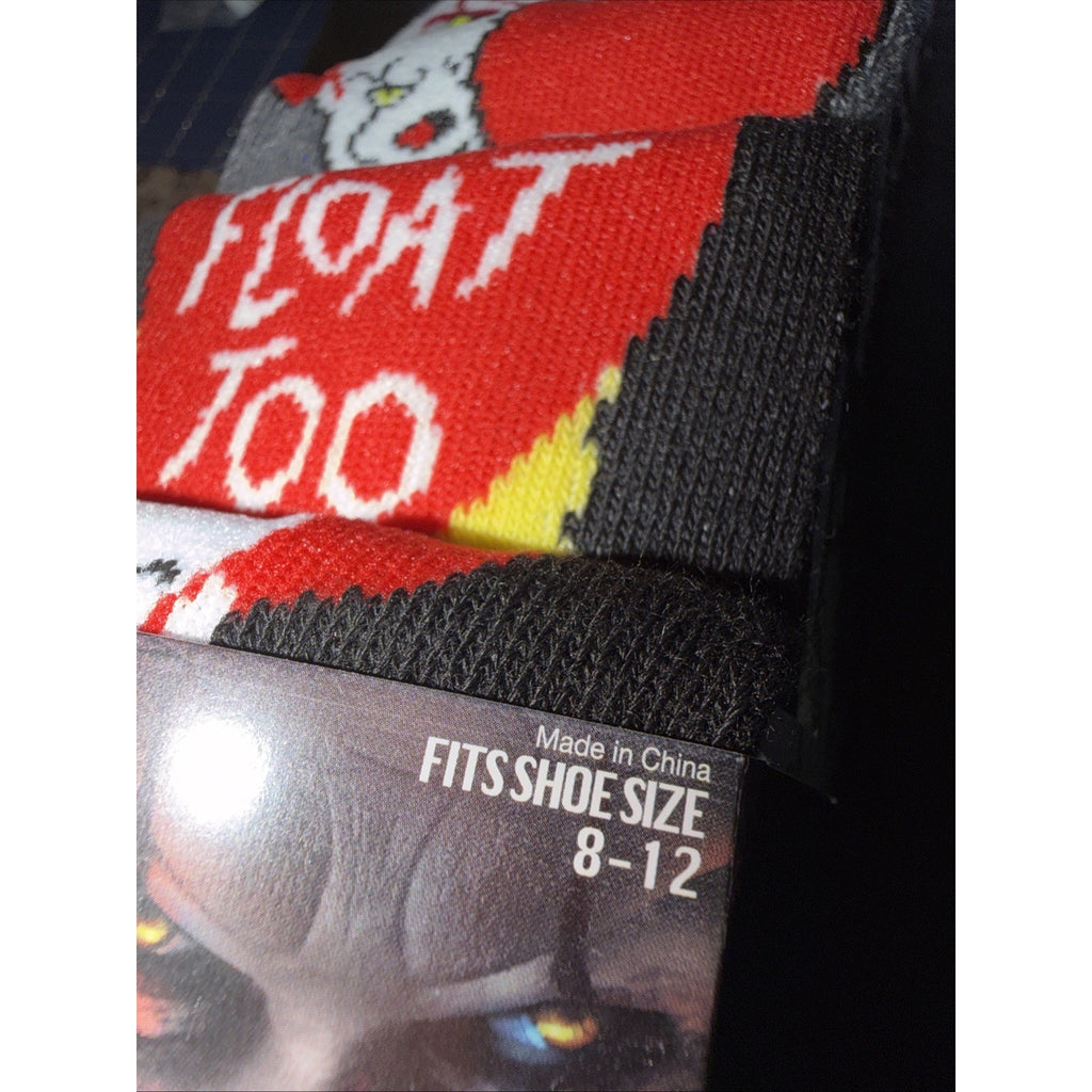 IT Horror Socks - Spooky Halloween Crew Socks - Size 8-12 -NEW