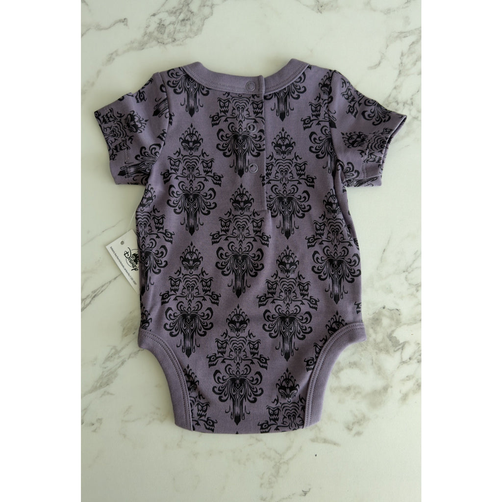 Disney Parks The Haunted Mansion Wallpaper Baby Onesie Bodysuit 6-9 Months NWT