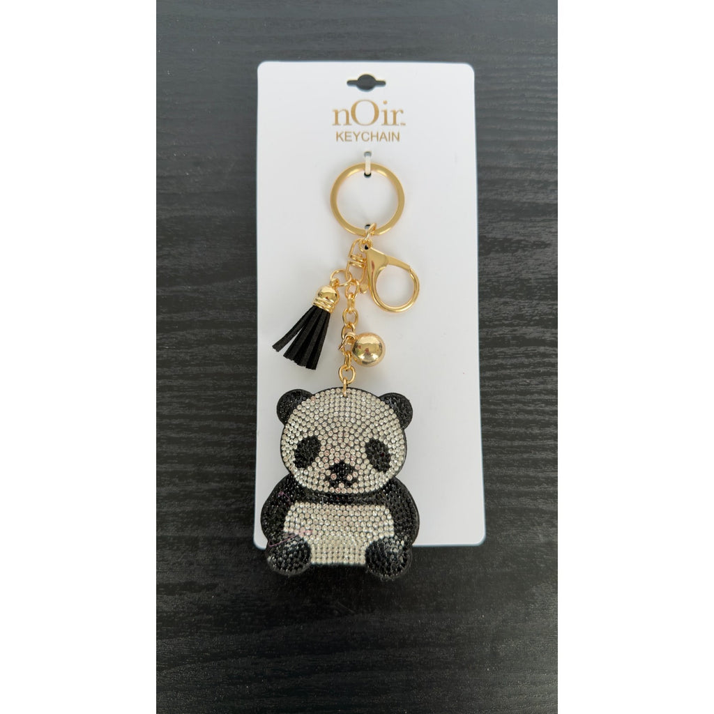 Bling Rhinestone Panda Puffy Keychain - Tassel Bag Charm - NEW