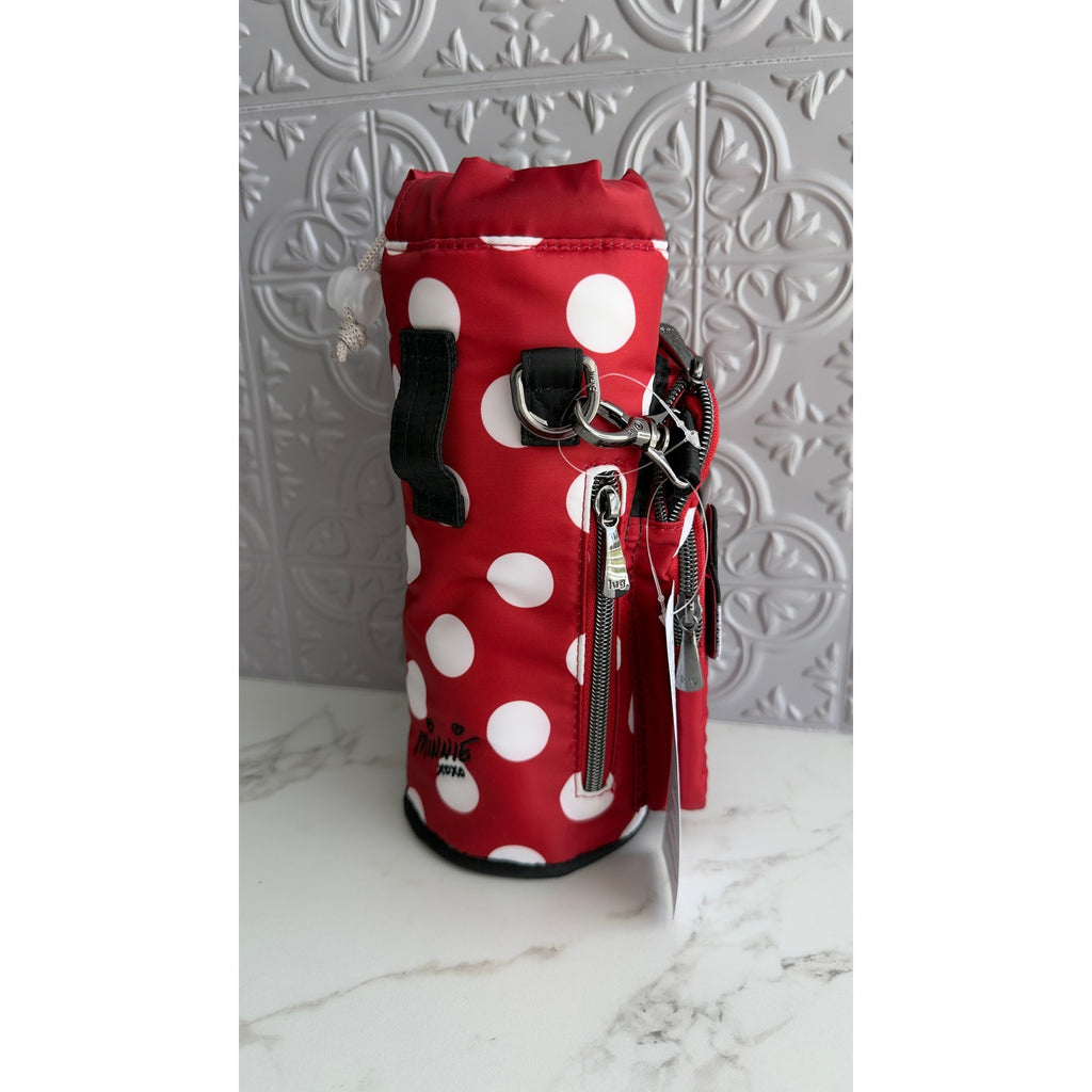 Disney Parks Lug Minnie Mouse Polka Dot Water Bottle Holder Bag Crossbody NEW