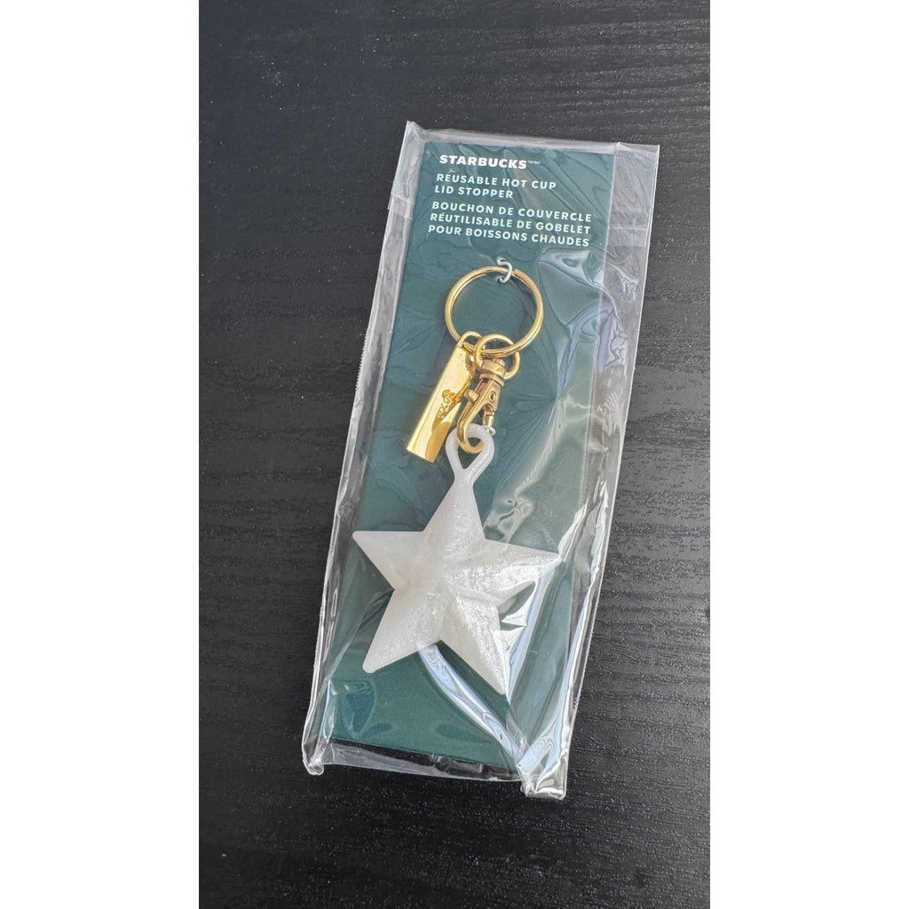 Starbucks Reusable Hot Cup Lid Stopper Keychain - White Star (2024 Edition) NWT