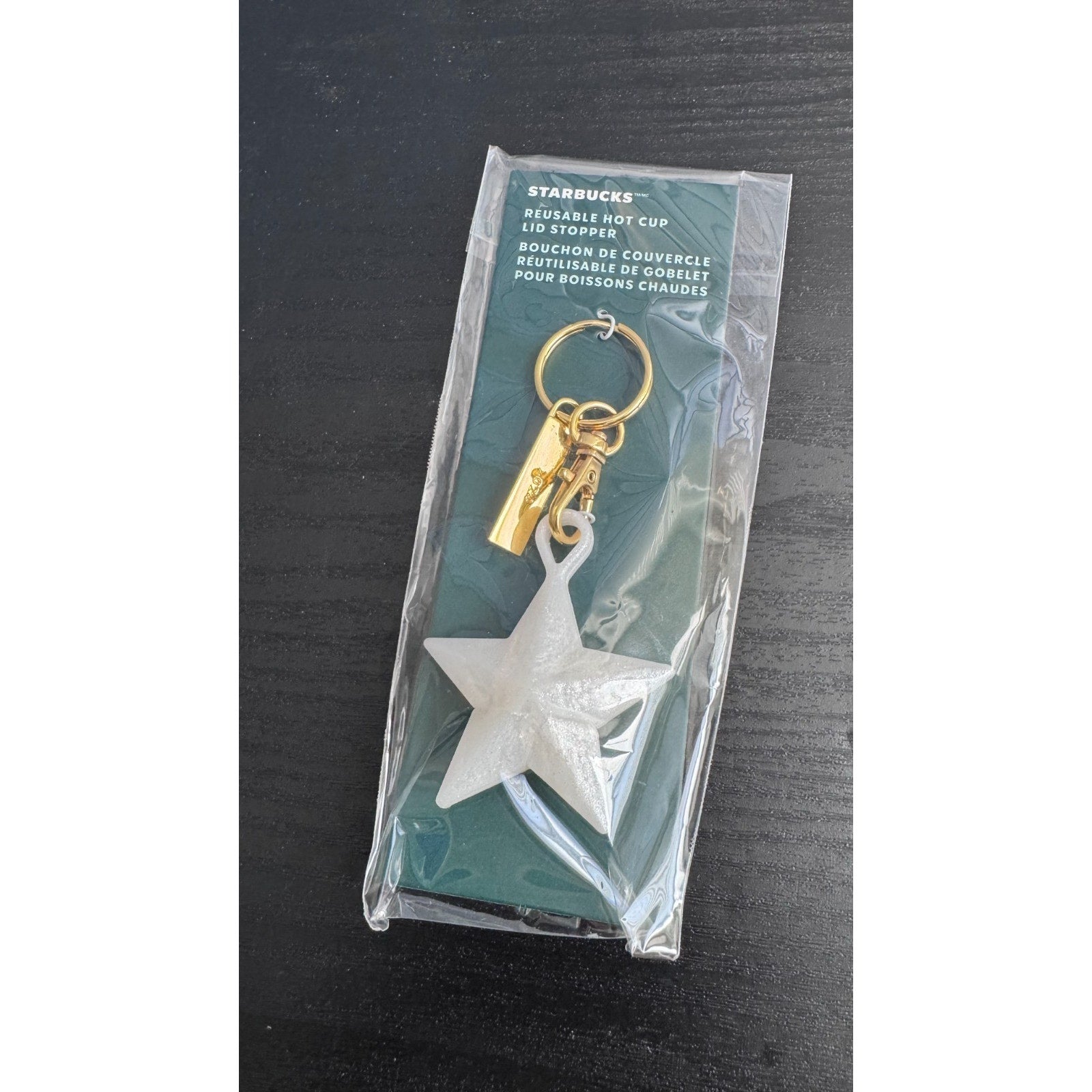 Starbucks Reusable Hot Cup Lid Stopper Keychain - White Star (2024 Edition) NWT
