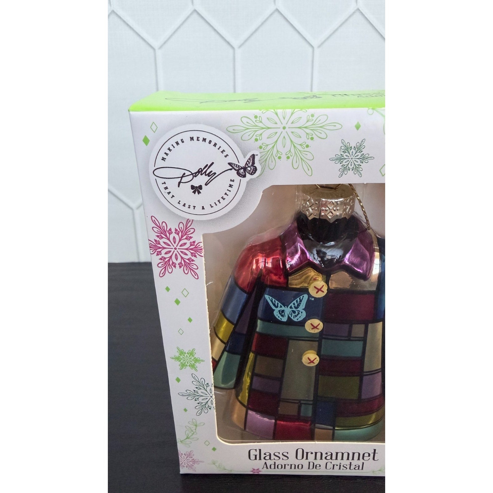 Dolly Parton Coat of Many Colors Christmas Glass Ornament Exclusive New
