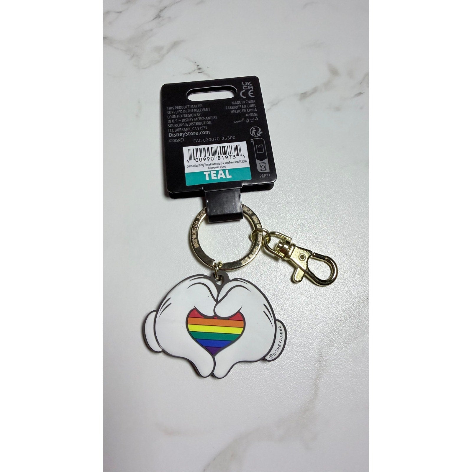 Disney Parks Mickey Mouse Heart Hands Keychain Pride Collection NWT