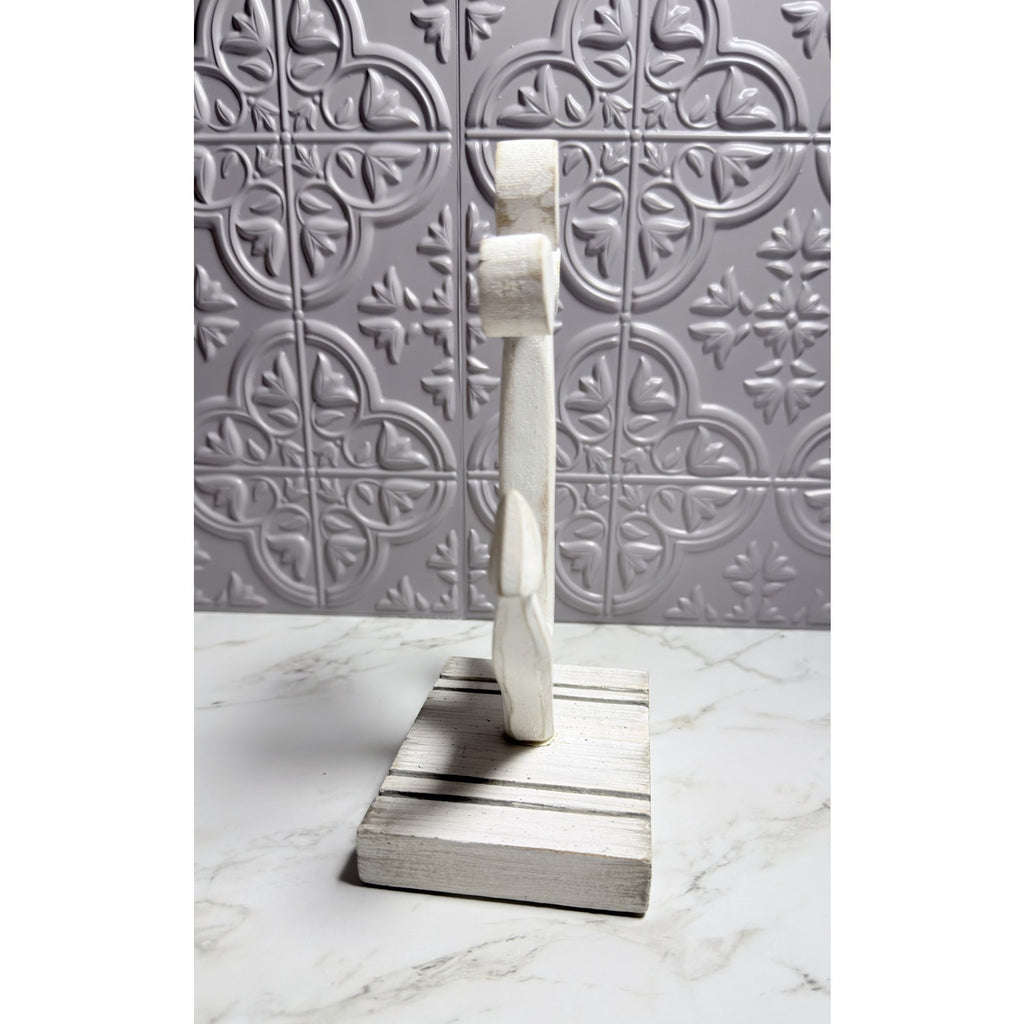Teak Wood Anchor Coastal Sculpture White Table Decor