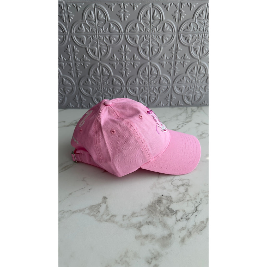 Disney Parks Pink Embroidered Castle Cameo Bow Baseball Cap Hat Adjustable NEW
