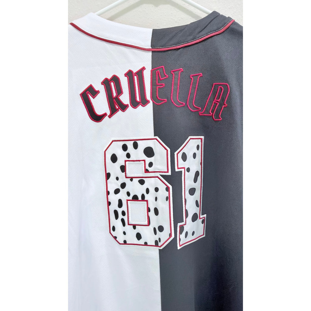 NWT Disney Cruella De Vil 101 Dalmatians Baseball Jersey - Large