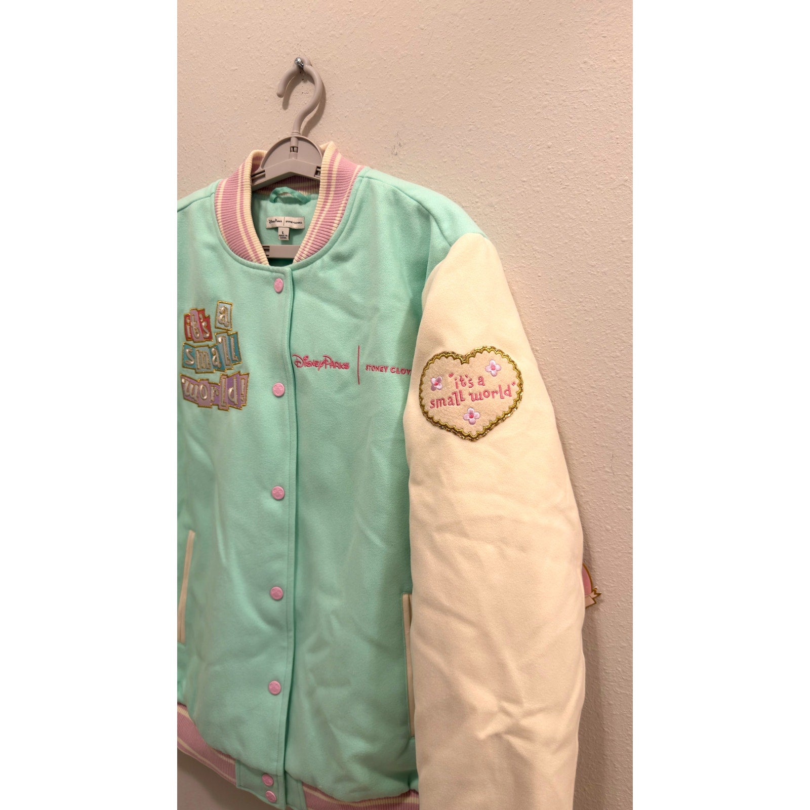 Disney Parks x Stoney Clover Lane "It’s A Small World" Varsity Jacket Large NWT