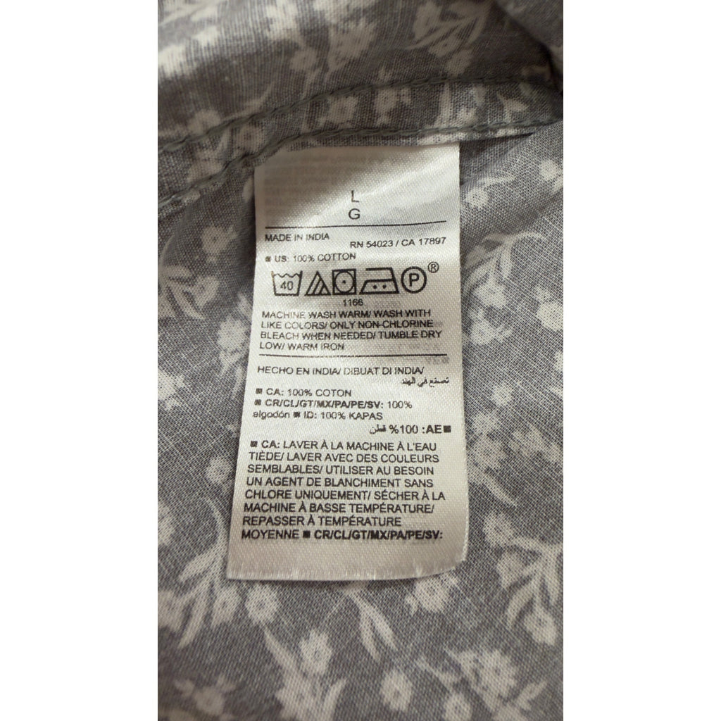 Old Navy Men's Everyday Short-Sleeve Cotton Button-Down Grey Floral Large