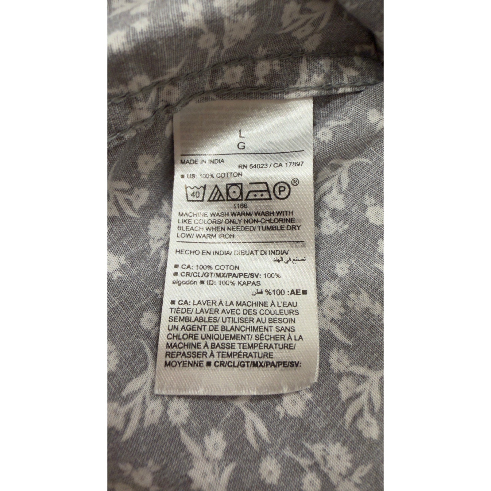 Old Navy Men's Everyday Short-Sleeve Cotton Button-Down Grey Floral Large