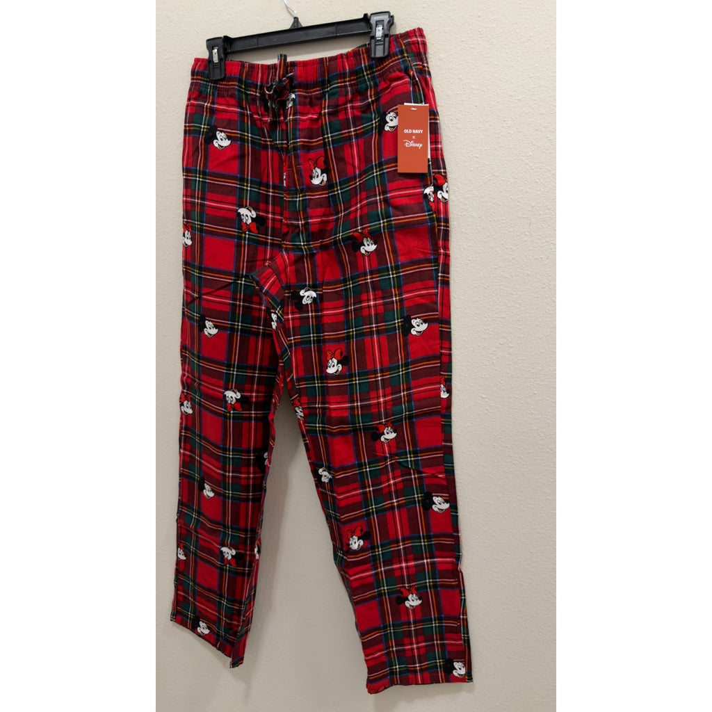 NWT Old Navy x Disney Men’s Red Plaid Flannel Pajama Pants - Medium
