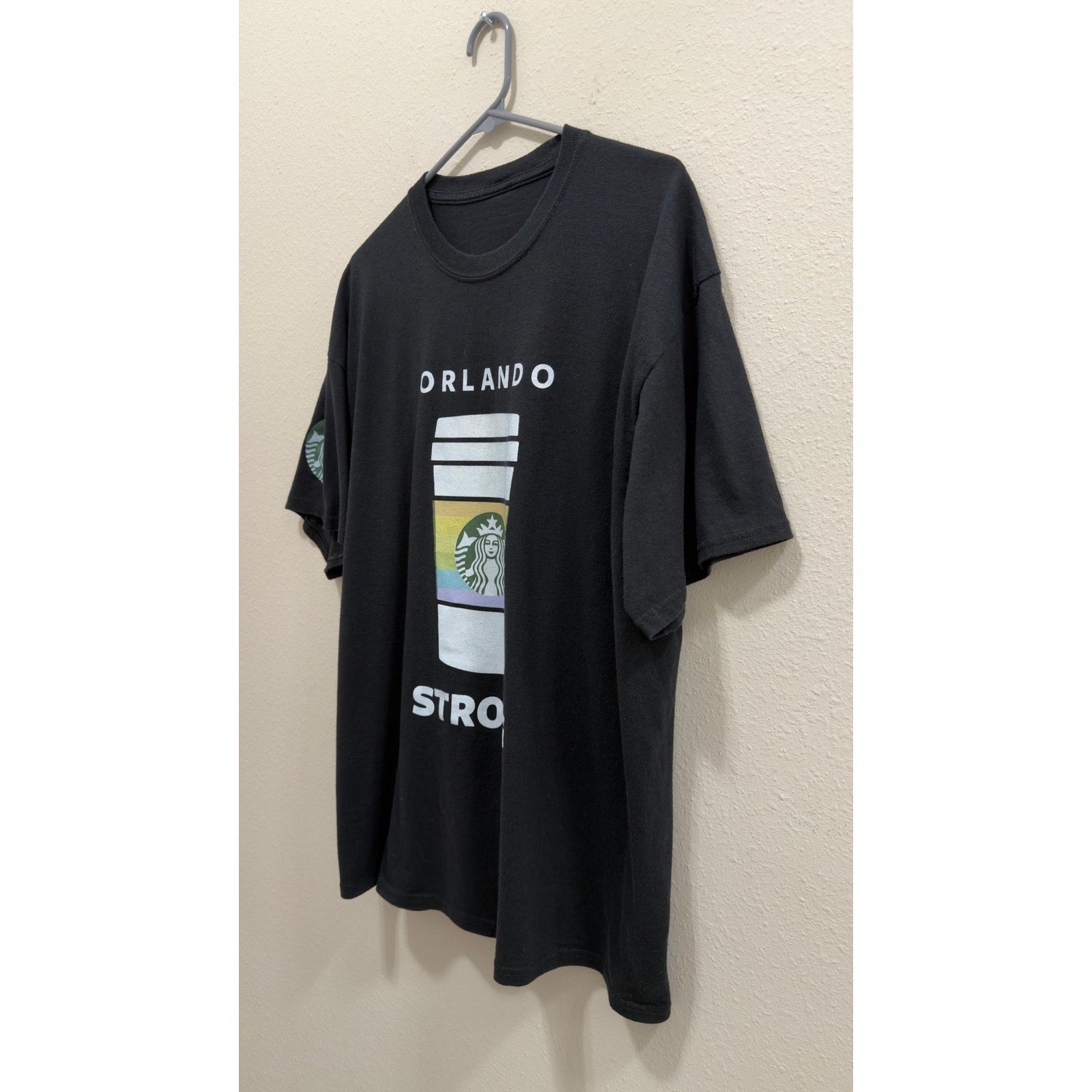 Starbucks "Orlando Strong" Pride Graphic T-Shirt Men's Size Large Black