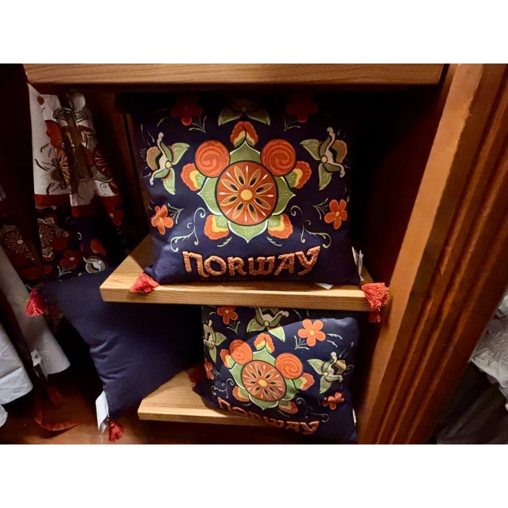 Disney Parks Epcot World Showcase Norway Rosemaling Mickey Head Throw Pillow NWT