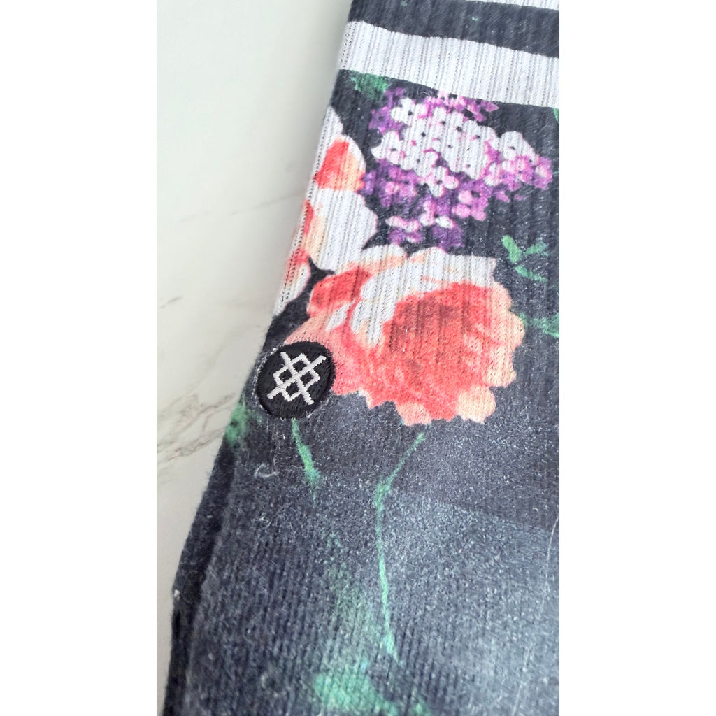 Stance Floral Crew Socks 2-Pair Lot Sizes Large & Medium Black